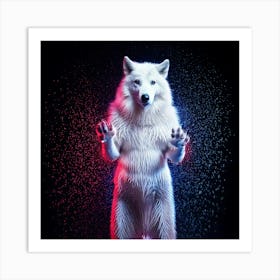 Firefly Powerful, Glowing, Full Body, Wolf, Blue Sparks, Red Sparks, Rain Decorations, Majestic, Vib (1) Art Print