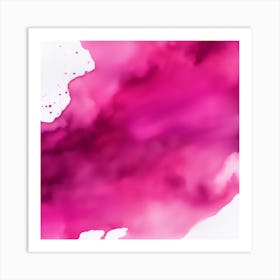 Beautiful pink magenta abstract background. Drawn, hand-painted aquarelle. Wet watercolor pattern. Artistic background with copy space for design. Vivid web banner. Liquid, flow, fluid effect. Art Print