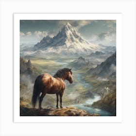 Horse In The Mountains Art Print