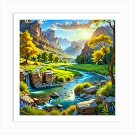 River In The Mountains 1 Art Print