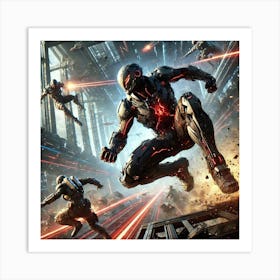 A Sci Fi Action Scene Illustrating Superhuman Abi Art Print