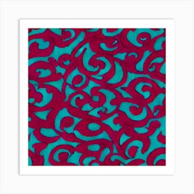 Red And Teal Abstract Art Print