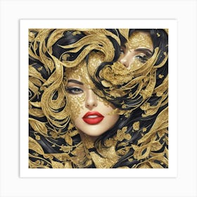 Default Gold Lips Makeup Trendy Wall Art 3 Art Print