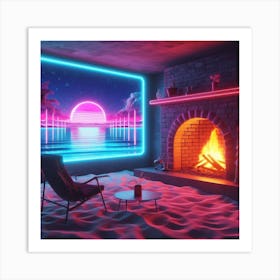 Room With Neon Lights Art Print