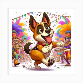 Dog In A Parade Art Print