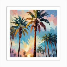 Palm Trees in Art Print 1 Art Print