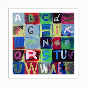 Whatever Alphabet Letters Square Color Colorful Kids Children Playroom Geometric Abstract Art Print