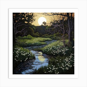 Moonlight Stream Art Print
