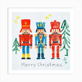 Cheerful Crayon Toy Soldiers With Merry Christmas Message Art Print