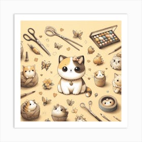 Kawaii Cats Art Print