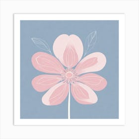 A White And Pink Flower In Minimalist Style Square Composition 699 Art Print