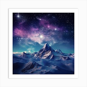 Psychedelic Landscape of Mountains Covered with Snow Art Print