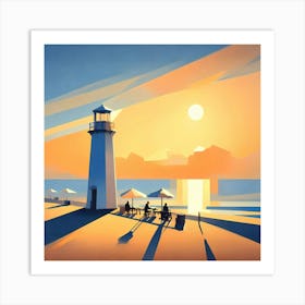 Sunset At The Lighthouse 3 Art Print