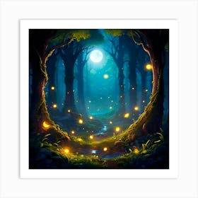 Fireflies In The Forest Art Print