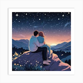 Couple Sitting Together Art Print (5) Art Print