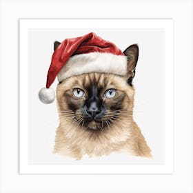 Siamese Cat In Santa Hat 6 Art Print