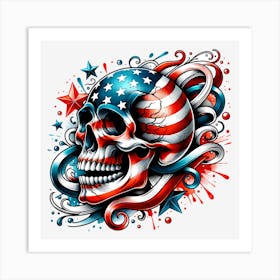 American Flag Skull 8 Art Print