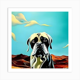 Boxer Dog In The Desert Art Print