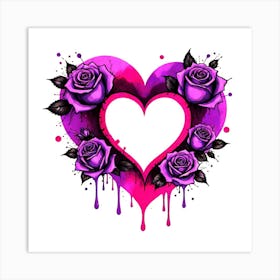 Purple Roses Heart Art Print