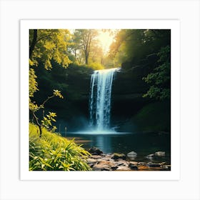 Waterfall In The Forest 17 Art Print