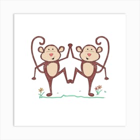 Two Monkeys Art Print