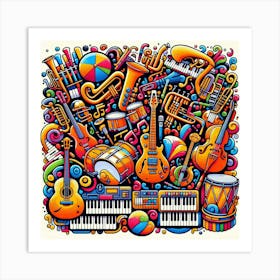 Colorful Musical Instruments Poster