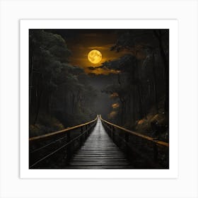 Full Moon Over The Forest Art Print