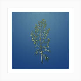 Vintage Madeira Wormwood Botanical on Bahama Blue Pattern n.2226 Art Print