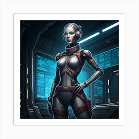 Metallic Robot Woman Art Print