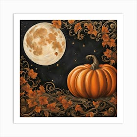 Moon And Pumpkin Art Print