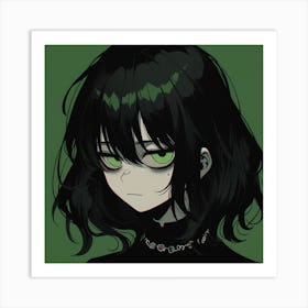 Anime Girl With Green Eyes Art Print