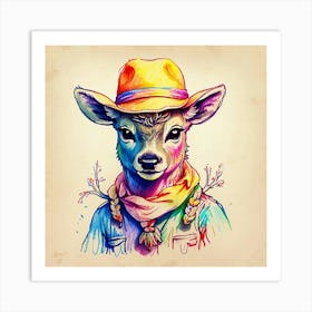 Deer In A Hat 8 Art Print