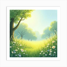 Fairy Dust Floating In An Enchanted Meadow, Watercolor 1 Art Print