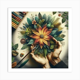 Flower In Hands Art Print