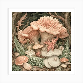 Mushrooms In The Forest Art Print