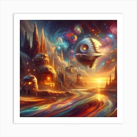 Star Wars Galaxy,Dreamscape of Tatooine - Melting Time and Space,Inspired by Salvador Dalí Art Print