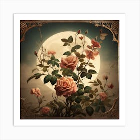 Moonlight Roses 1 Art Print