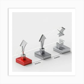 Business And Direction Icons In Three Dimensional Style Ascending Arrows Pointing Upwards Suggestin (1) 2 Art Print