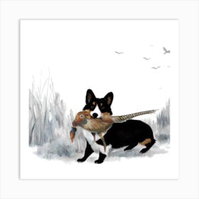 Corgi Dog With Pheasant Art Print