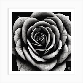 Black And White Rose 1 Art Print