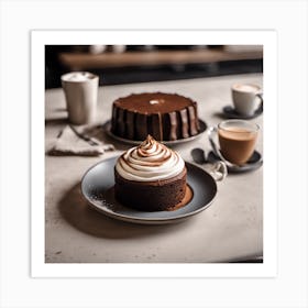 Chocolate Cake And Coffee Art Print