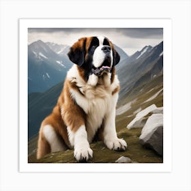 St Bernard Dog 11 Art Print