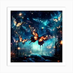 Butterfly Night Sky Art Print