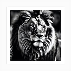 Lion In Black And White Art Print