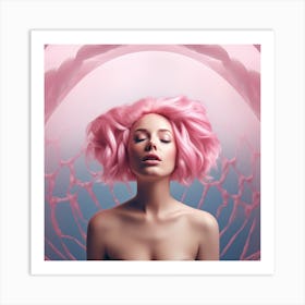 Pink Haired Woman 1 Art Print