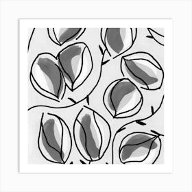 Seed Pods Square Black White Art Print