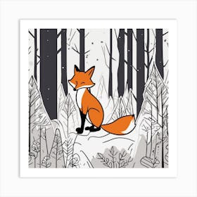 Fox In The Woods 34 Art Print