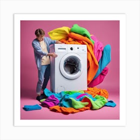 Rainbow Washing Machine Art Print