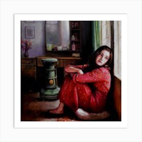 Girl In Red Art Print