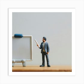 Businessman Holding A Whiteboard Art Print